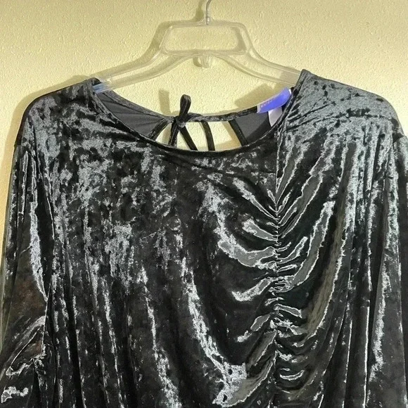 Future Collective Women Plus 4X Black Velour Party Dress Ruched Open Back NEW - Picture 5 of 9